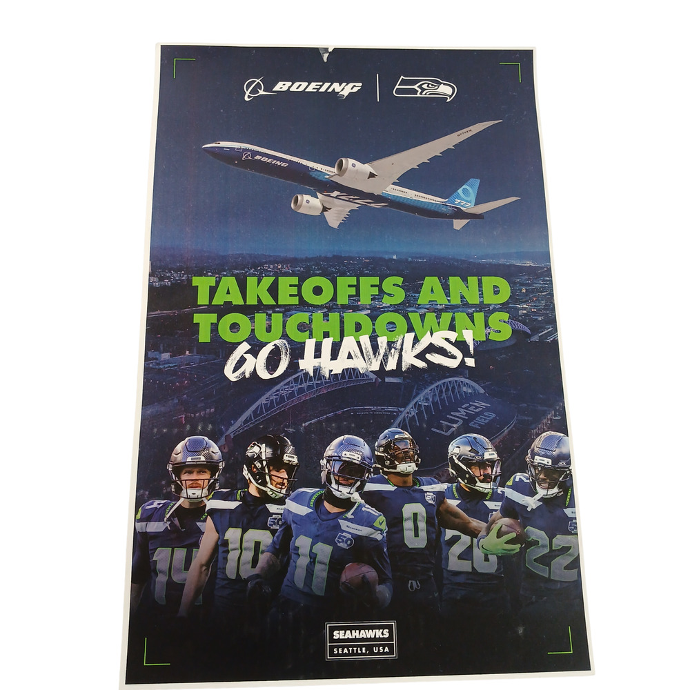 Boeing Seattle Seahawks 777 Poster Takeoffs Touchdowns Go Hawks Wall Art 2026